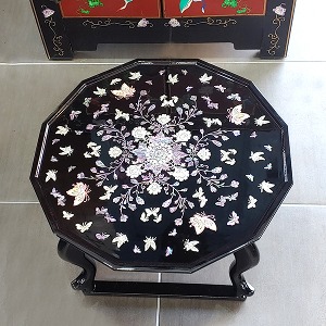 화접무 12각 호족반 소반(12각 39cm 블랙) 나전칠기 자개상 찻상 다과상 밥상 테이블